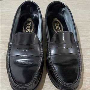 Tod's Black Leather Loafers for women